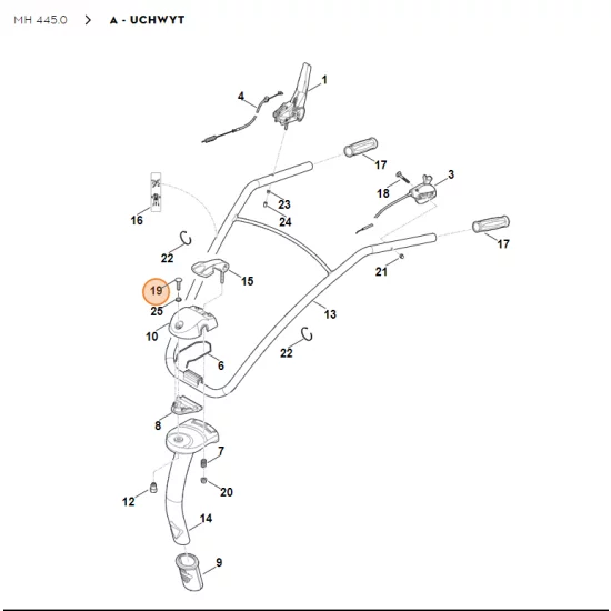 STIHL Glebogryzarka MH445.0 wkręt z łbem płaskim M8x35 9110 391 1880